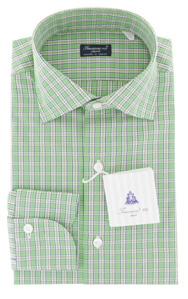 Finamore Napoli Green Check Cotton Shirt - Slim - (756) - Parent