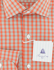 Finamore Napoli Orange Check Cotton Shirt - Slim - (739) - Parent