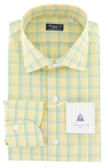 Finamore Napoli Yellow Check Cotton Shirt - Slim - 15.5/39 - (750)