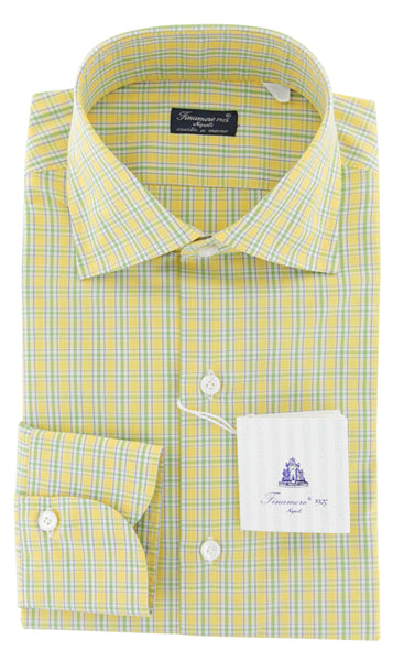 Finamore Napoli Yellow Check Cotton Shirt - Slim - (751) - Parent