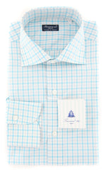 Finamore Napoli Turquoise Plaid Shirt - Full - (FN823174) - Parent