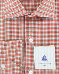 Finamore Napoli Orange Check Shirt - Slim - (FN828175) - Parent
