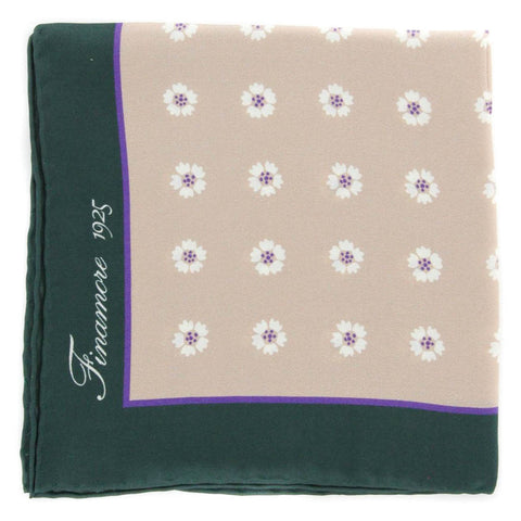 Finamore Napoli Beige Silk Pocket Square