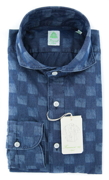 Finamore Napoli Denim Blue Shirt - Size 15 (US) / 38 (EU) - (30STP01185301)