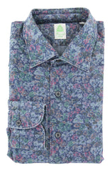 Finamore Napoli Blue Floral Denim Shirt - Extra Slim - 16.5/42 - (PL)