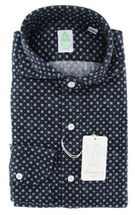 Finamore Napoli Navy Blue Foulard Shirt - Extra Slim - S/S - (SENX129)