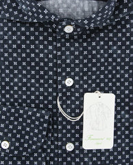 Finamore Napoli Navy Blue Foulard Shirt - Extra Slim - S/S - (SENX129)