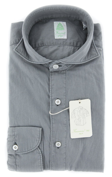 Finamore Napoli Light Gray Solid Shirt - Extra Slim - (FNSEER131) - Parent