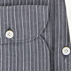 Finamore Napoli Charcoal Gray Striped Shirt - Extra Slim - (FNSHRTGYY6) - Parent