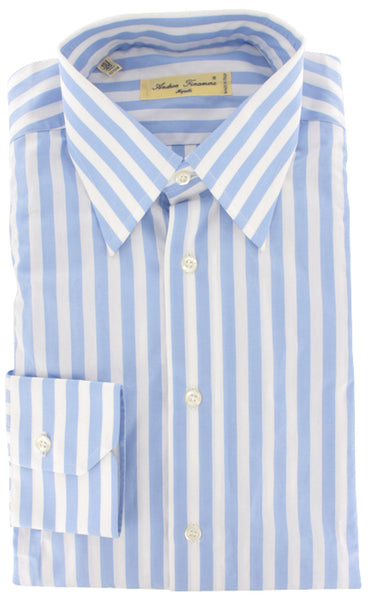 Finamore Napoli Light Blue Striped Cotton Shirt - Slim - (FN446) - Parent