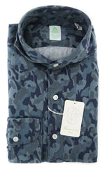 Finamore Napoli Blue Camouflage Shirt - Slim - 15/38 - (STP03SERGIOZ)