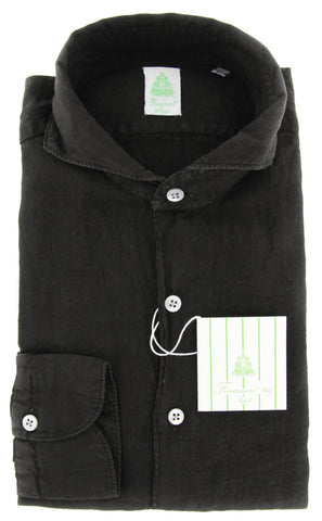 Finamore Napoli Black Shirt - Extra Slim - XL US / XL EU
