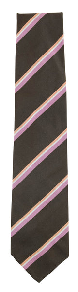 Finamore Napoli Brown Striped Silk Tie (943)