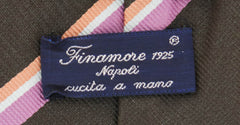 Finamore Napoli Brown Striped Silk Tie (943)