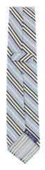 Finamore Napoli Light Blue Striped  Silk Blend Tie  (934)