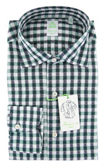 Finamore Napoli Green Check Cotton Shirt - Extra Slim - 15.5/39 - (IT)