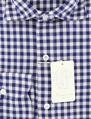 Finamore Napoli Blue Check Shirt - Extra Slim - (FN831172) - Parent