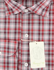 Finamore Napoli Red Check Shirt - Extra Slim - (201802276) - Parent