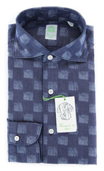 Finamore Napoli Navy Blue Fancy Shirt - Extra Slim - 16/41-(201802285)