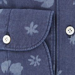Finamore Napoli Denim Blue Floral Shirt - Extra Slim - (2018022613) - Parent