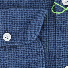 Finamore Napoli Blue Micro-Houndstooth Shirt - Extra Slim - (OZ) - Parent