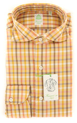 Finamore Napoli Orange Plaid Shirt - Extra Slim - 15.5/39 - (F19181)