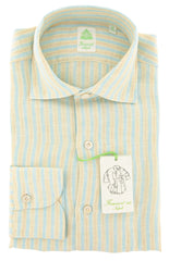 Finamore Napoli Beige Striped Linen Shirt - Extra Slim - 17/43 - (O3)