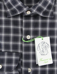 Finamore Napoli Charcoal Gray Plaid Shirt - Extra Slim - (I1) - Parent