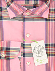 Finamore Napoli Pink Plaid Cotton Shirt - Extra Slim - (QR) - Parent