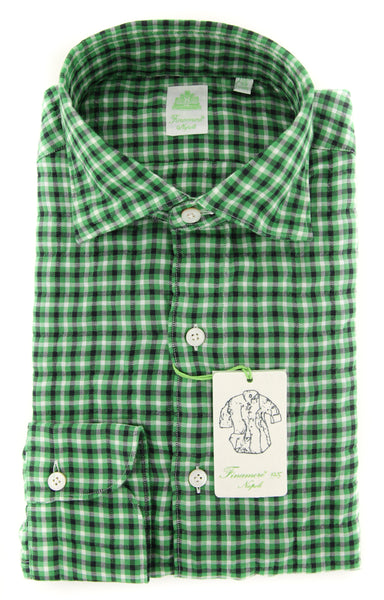 Finamore Napoli Green Plaid Shirt - Extra Slim - (F111187) - Parent