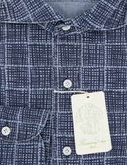 Finamore Napoli Navy Blue Fancy Shirt - Extra Slim - (2018022826) - Parent