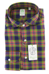 Finamore Napoli Navy Blue Plaid Shirt - Extra Slim - (201802281) - Parent