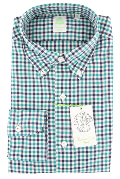 Finamore Napoli Green Shephard's Check Shirt - Extra Slim - (F7) - Parent