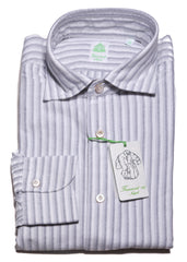 Finamore Napoli White Striped Cotton Shirt - Extra Slim - (1503) - Parent