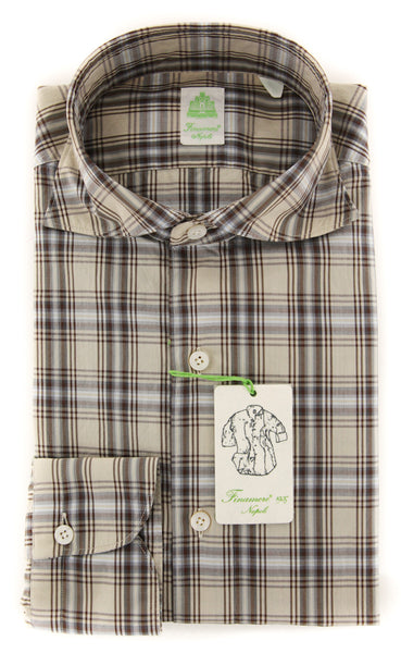 Finamore Napoli Beige Plaid Shirt - Extra Slim - (2018022616) - Parent