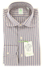 Finamore Napoli Navy Blue Plaid Shirt - Extra Slim-14.5/37-(2018022816)