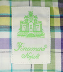 Finamore Napoli Light Green Plaid Shirt - Extra Slim - (I4) - Parent