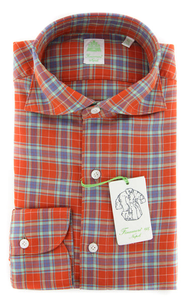Finamore Napoli Orange Plaid Shirt - Extra Slim - (K181810) - Parent