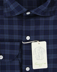Finamore Napoli Navy Plaid Shirt - Extra Slim - (FN121310) - Parent