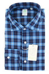 Finamore Napoli Turquoise Plaid Shirt - Extra Slim - 16/41-(2018022827)