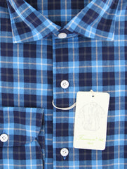 Finamore Napoli Turquoise Plaid Shirt - Extra Slim - (2018022827) - Parent