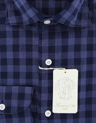 Finamore Napoli Navy Check Shirt - Extra Slim - (FN12250) - Parent