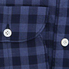 Finamore Napoli Navy Check Shirt - Extra Slim - (FN12250) - Parent