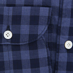 Finamore Napoli Navy Check Shirt - Extra Slim - (FN12250) - Parent