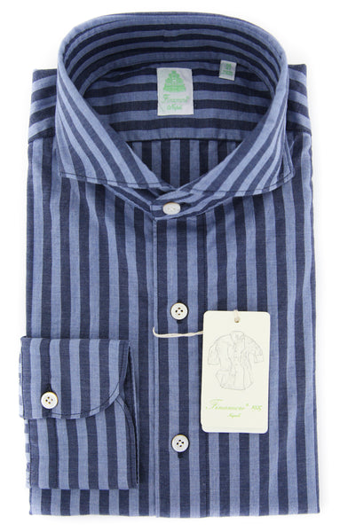 Finamore Napoli Blue Striped Shirt - Extra Slim - (FNTYO122491SERZ) - Parent