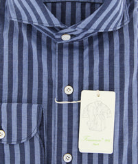 Finamore Napoli Blue Striped Shirt - Extra Slim - (FNTYO122491SERZ) - Parent