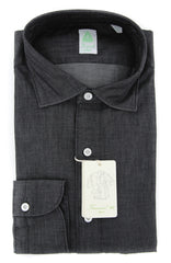Finamore Napoli Charcoal Gray Shirt - Extra Slim - 14.5/37 - (FN818173)