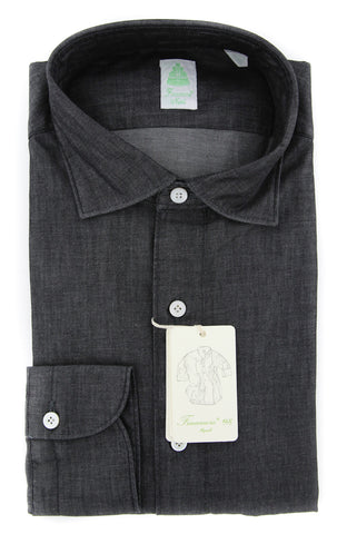 Finamore Napoli Charcoal Gray Shirt - Extra Slim