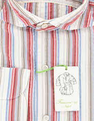 Finamore Napoli Red Striped Seersucker Shirt - Extra Slim - (OX) - Parent