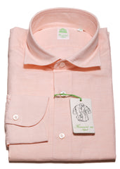 Finamore Napoli Orange Melange Linen Shirt - Extra Slim - 15/38 - (ZE)